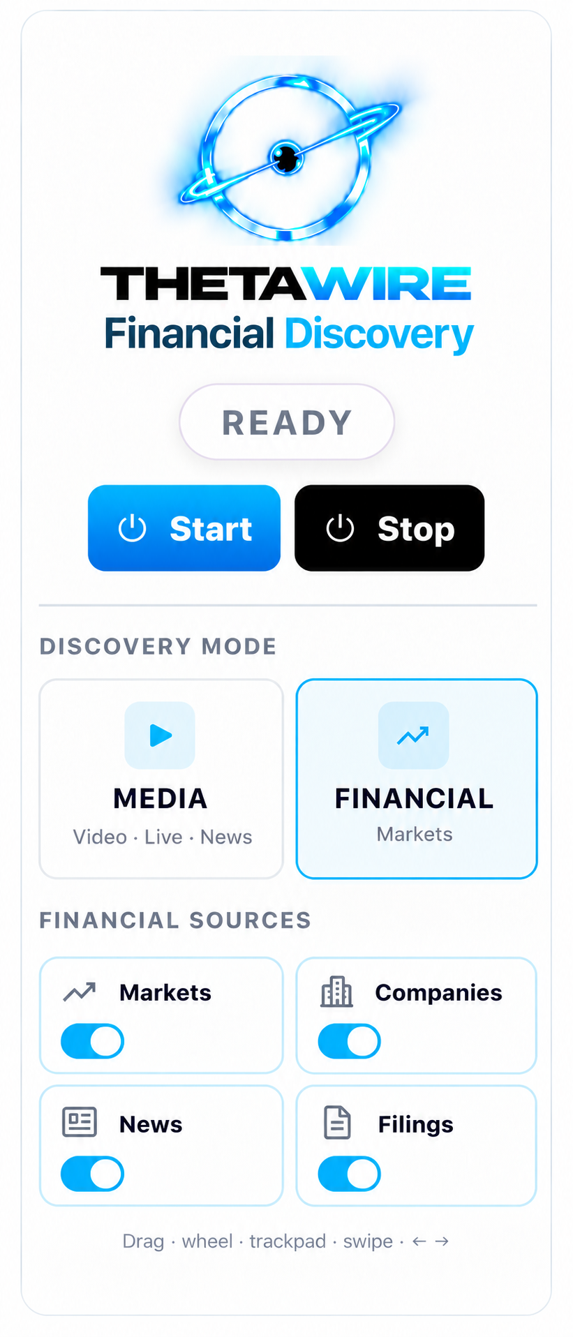 ThetaWire Financial Discovery toolbar